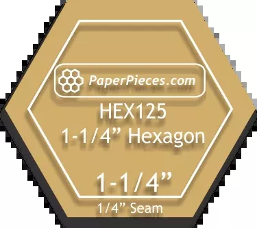 1 1/4" Hexagon Acrylic Template with 1/4" seam allowance