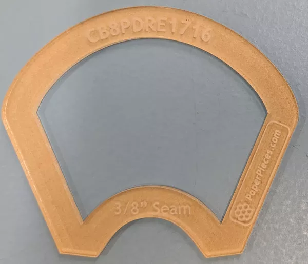 1 7/16" Curved Bottom 12 Petal Dresden Acrylic Template with 3/8" seam allowance (Window)