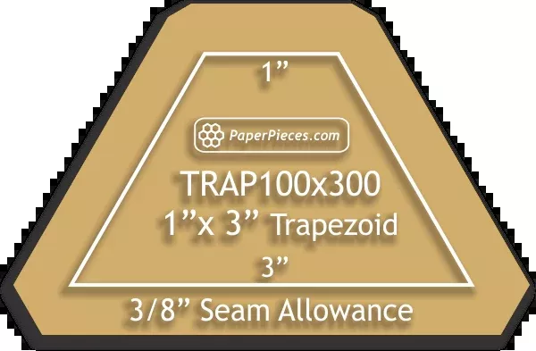 1 x 3 Trapezoid Acrylic Template with 3/8" seam allowance