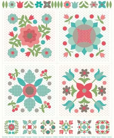 1 yd Panel Neutral Flea Market Appliqueby Lori Holt - Panel #137