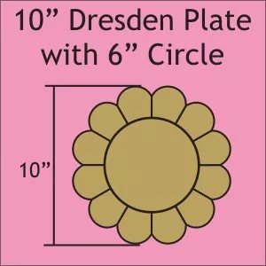 10" 12 Petal Dresden Plate:1 Complete Plate