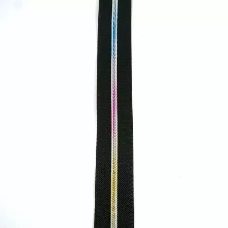 #3 Emmaline Zippers-by-the-Yard 10yds Black Rainbow Teeth