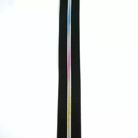#3 Emmaline Zippers-by-the-Yard 3yds Black Rainbow Teeth