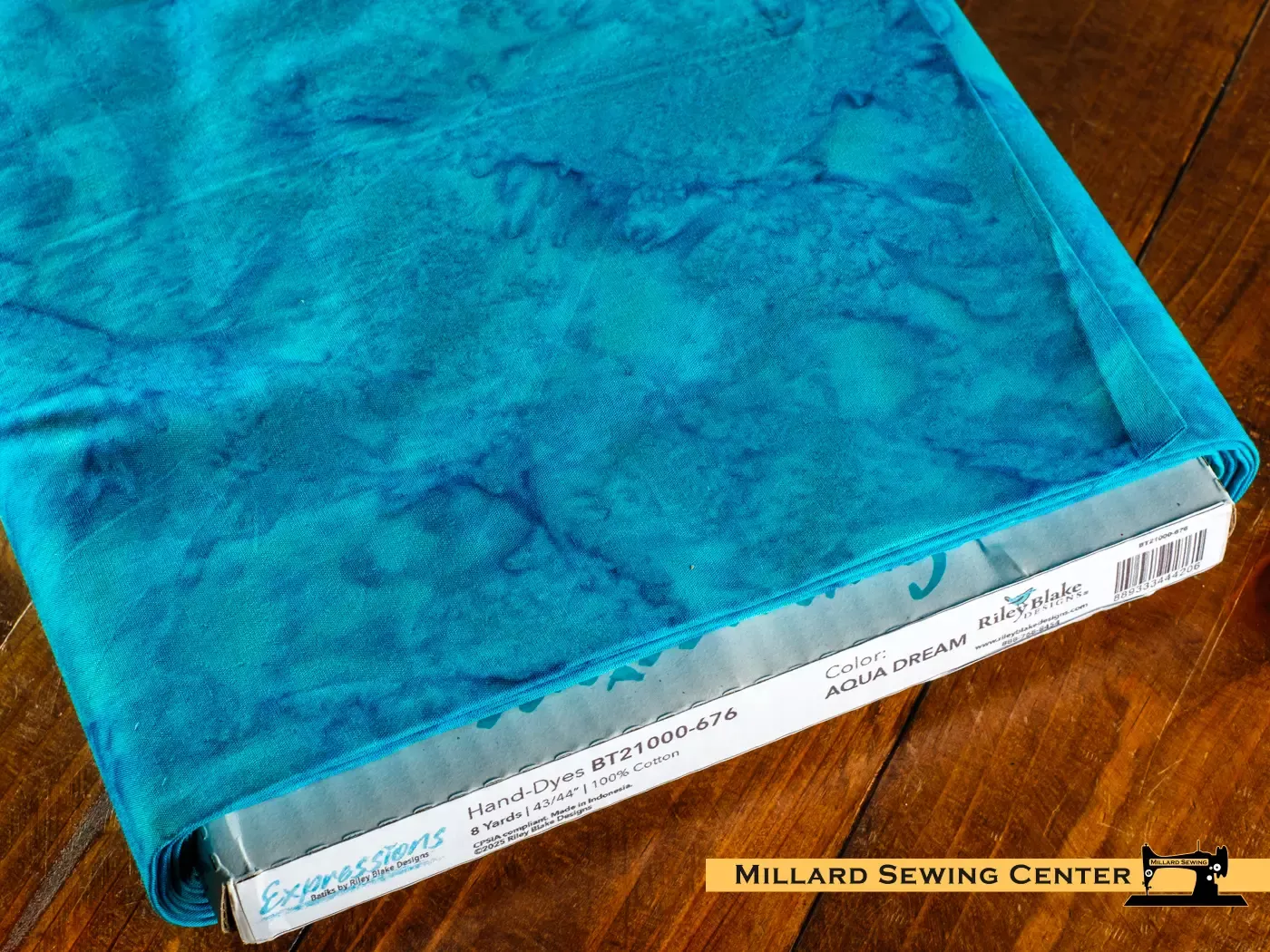 Cotton Fabric, 43/44″ Batiks Hand-Dyed in Aqua Dream by Riley Blake