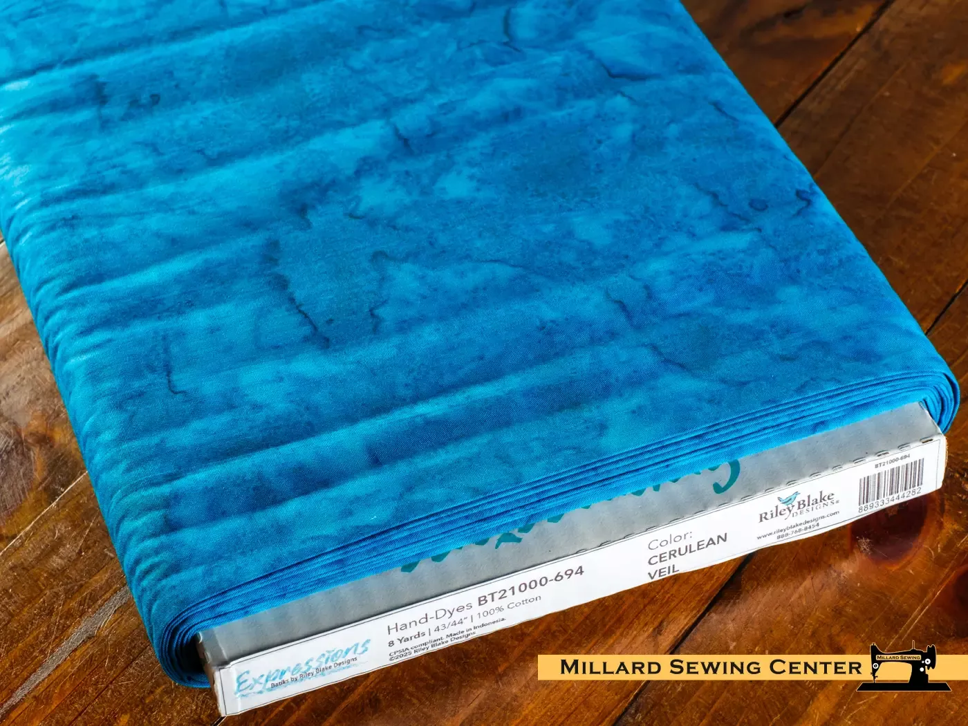 Cotton Fabric, 43/44″ Batiks Hand-Dyed in Cerulean Veil by Riley Blake
