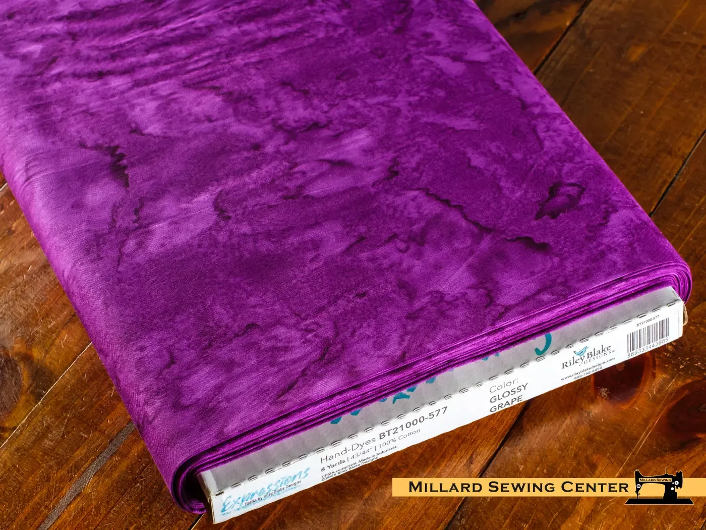 Cotton Fabric, 43/44″ Batiks Hand-Dyed in Glossy Grape by Riley Blake
