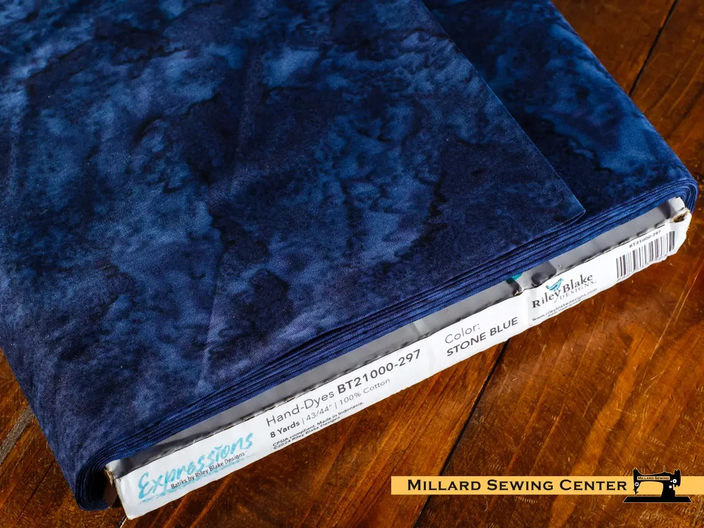 Cotton Fabric, 43/44″ Batiks Hand-Dyed in Stone Blue by Riley Blake