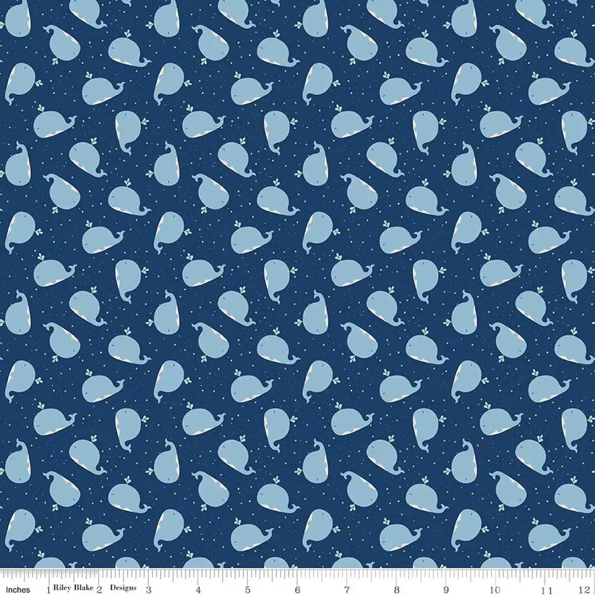 Cotton Fabric, 43″/44″ Wide Flannel Love You to the Moon in Whales Navy by Riley Blake Designs