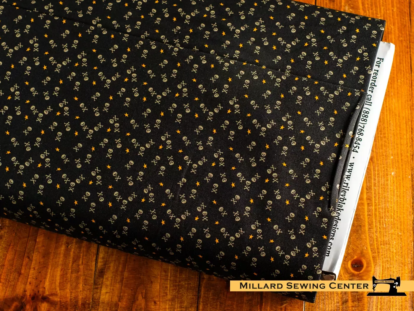 Cotton Fabric, 43″/44″ Wide Skulls & Crossbones, Beggar’s Night Collection a Sandy Gervais Design from Riley Blake Designs