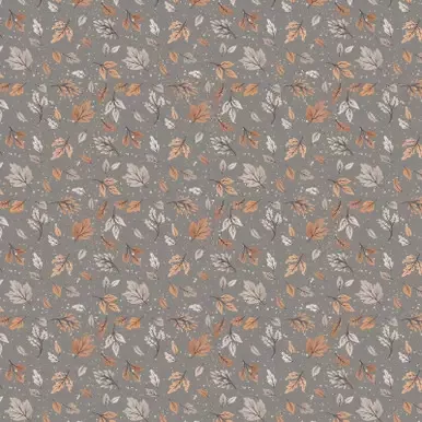 Cotton Fabric, 44″ Pumpkins and Paws Collection in Witchy Leaves Grey by Camelot Fabrics