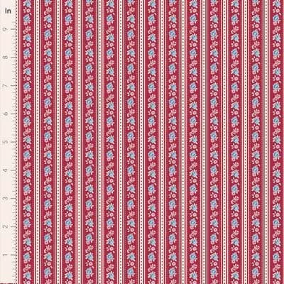 Cotton Fabric, 44″ Wide, Village Life- Agnes Burgundy by Tilda
