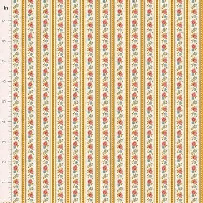Cotton Fabric, 44″ Wide, Village Life- Agnes Ochre by Tilda