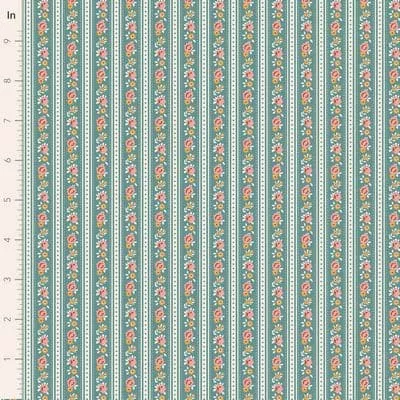 Cotton Fabric, 44″ Wide, Village Life- Agnes Teal by Tilda