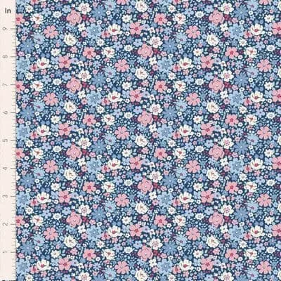 Cotton Fabric, 44″ Wide, Village Life- Esther Blue by Tilda