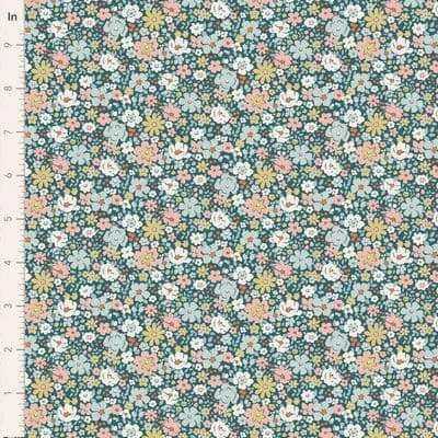 Cotton Fabric, 44″ Wide, Village Life- Esther Petrol by Tilda