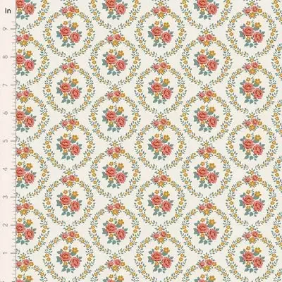 Cotton Fabric, 44″ Wide, Village Life in Marble Warm Cream by Tilda