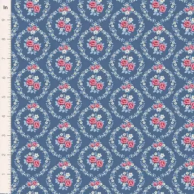 Cotton Fabric, 44″ Wide, Village Life- Mable Blue by Tilda