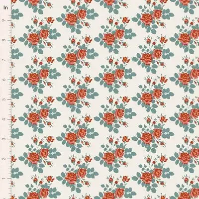 Cotton Fabric, 44″ Wide, Village Life- Myrtle Teal by Tilda