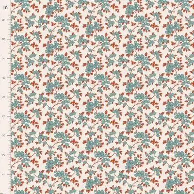 Cotton Fabric, 44″ Wide, Village Life- Ruth Teal by Tilda