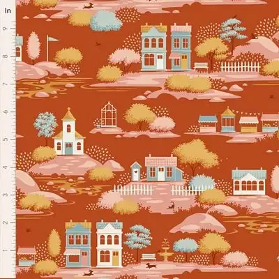 Cotton Fabric, 44″ Wide, Village Life- Village Rust by Tilda