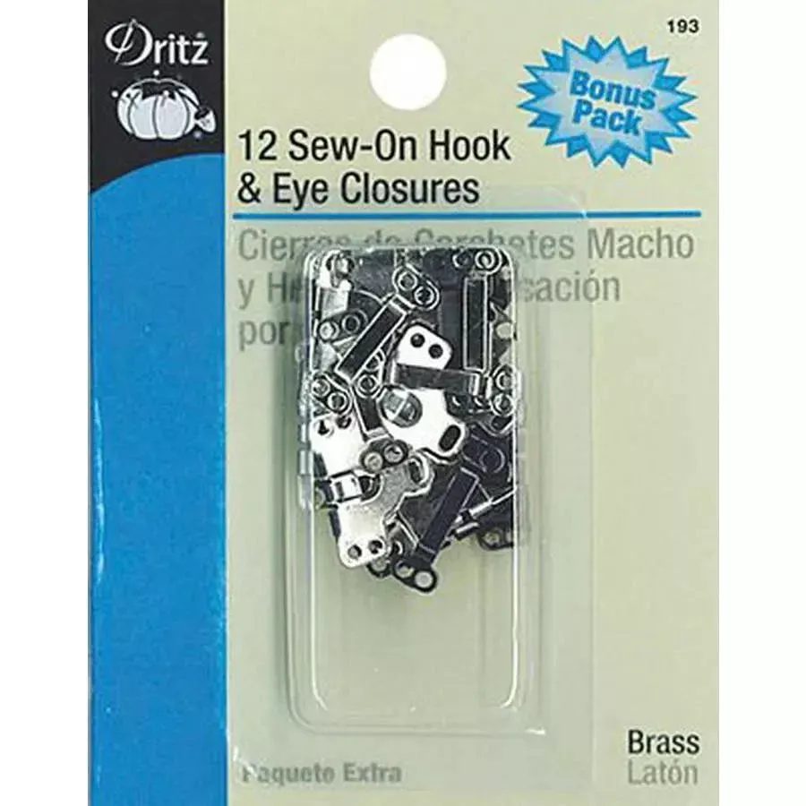 Hook & Eye Closures Brass 12ct BOX06