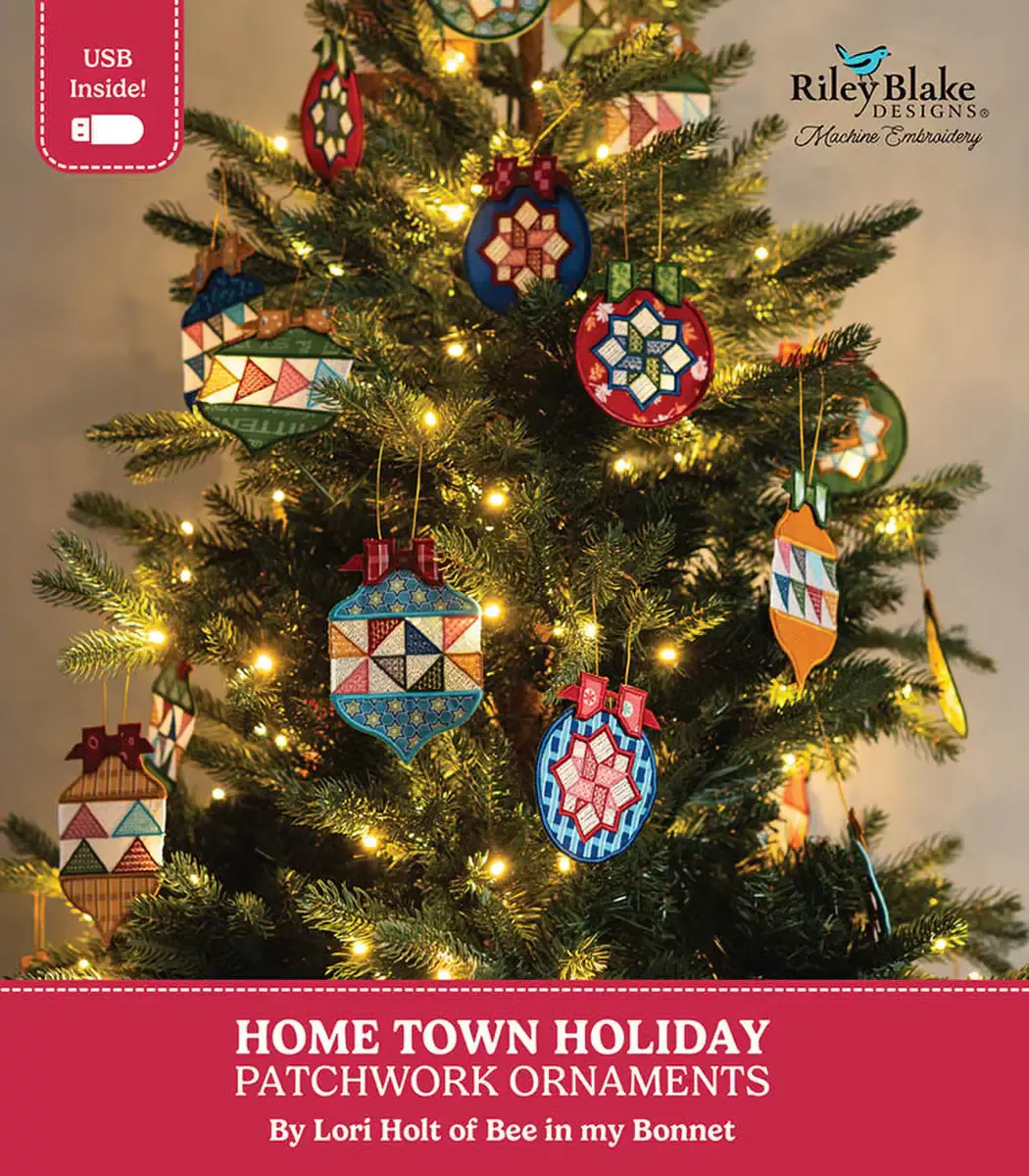 Machine Embroidery Designs, Home Town Holiday Patchwork Ornaments by Riley Blake Designs