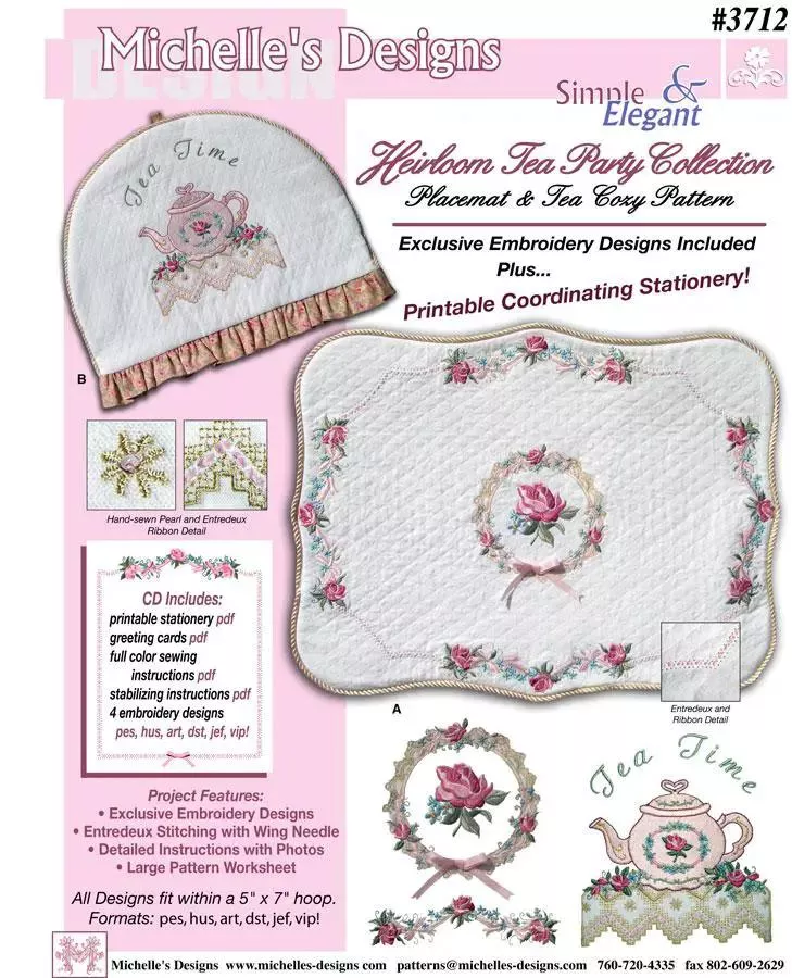 Michelles Designs - Heirloom Tea Party Embroidery Design Collection (#3712)