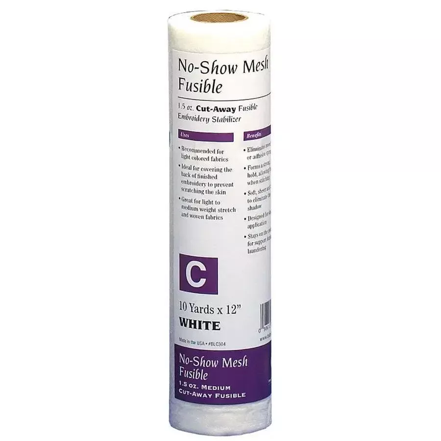No-Show Mesh Fusible Stabilizer - White Medium 1.5 oz. 10yds x 12in