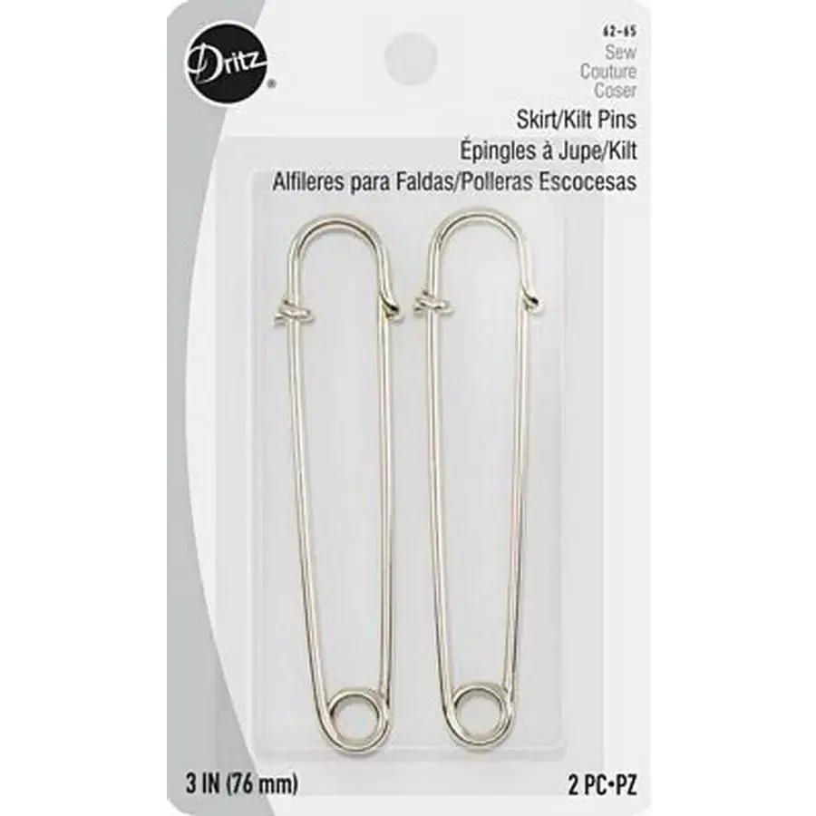 Skirt/Kilt Pins Nickel 3in 2ct BOX06
