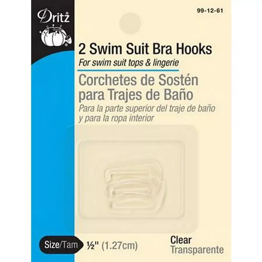 Swimsuit Bra Hook- Clear 1/2in