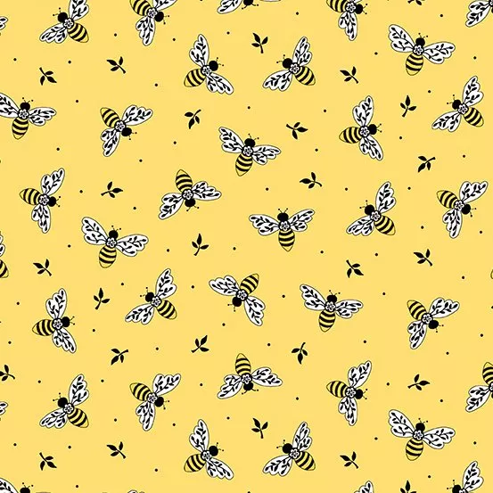Yellow Tossed Bees Bee Happy Andover Fabrics