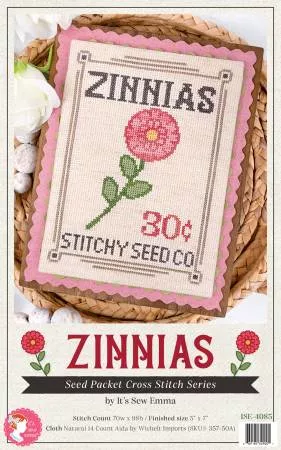 Zinnias Seed Packet Cross Stitch Pattern