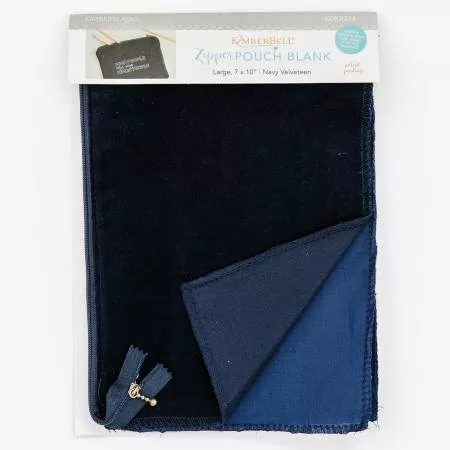 Zipper Pouch Blank Navy Velveteen Large Kimberbell