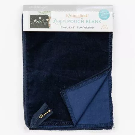 Zipper Pouch Blank Navy Velveteen Small Kimberbell