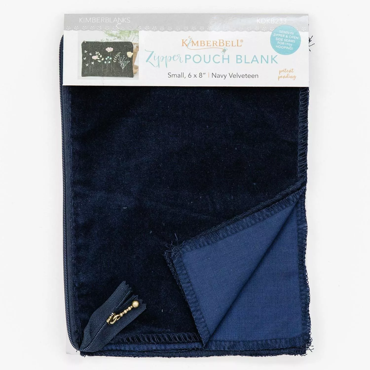 Zipper Pouch Blank Navy VelvetVelveteen Small