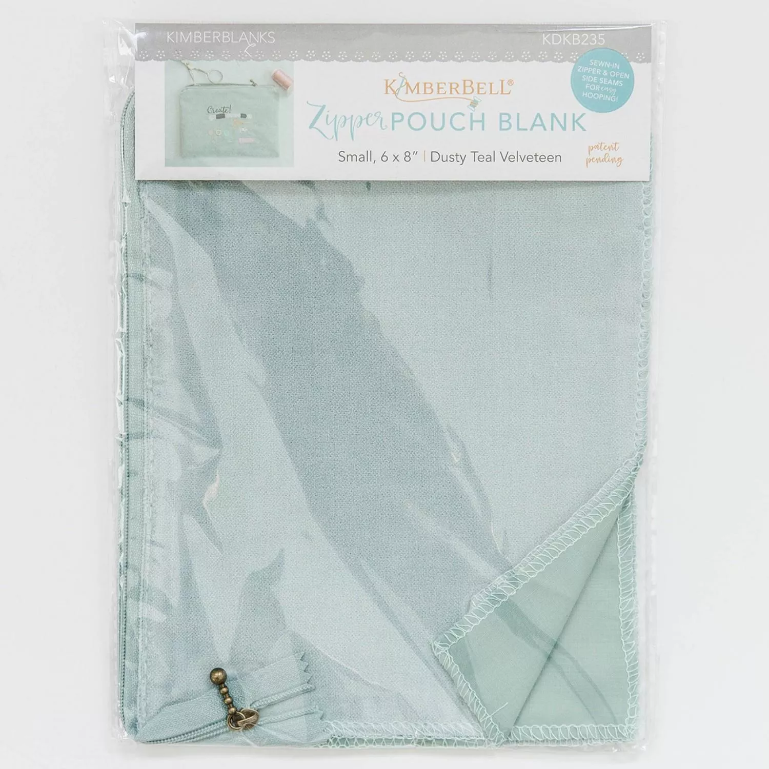 Zipper Pouch Blank Teal Velveten Small