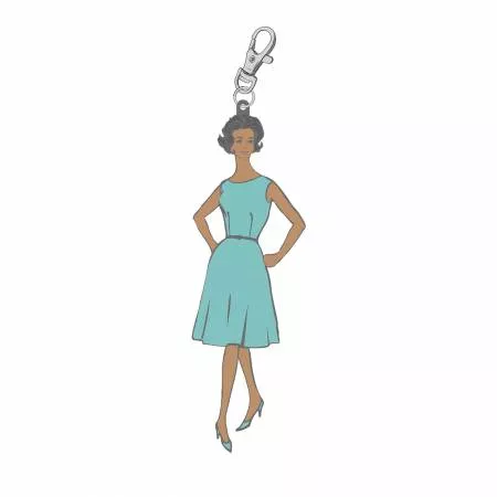 Zipper Pull Charm My Happy Place Enamel Charms Blue Vintage Lady