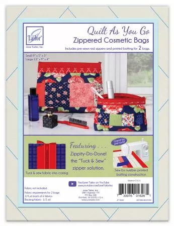 Zippered Cosmetic Bags Quilt As You Go by June Tailor - Makes 1 Small Bag and 1 Large Bag